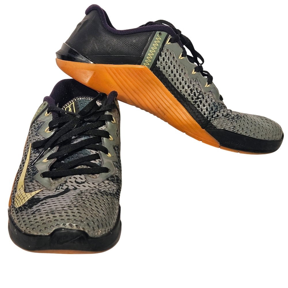 Nike Metcon 6 Training Shoes Mens 10.5 Grey Black Orange CK9388-032 Low Top